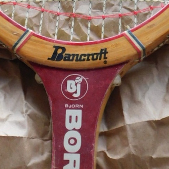 Tennis Racket Bancroft Bjorn Borg Wooden and Leather - Picture 5 of 11